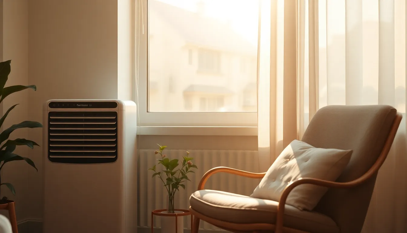 원룸에 설치된 깔끔한 창문형 에어컨