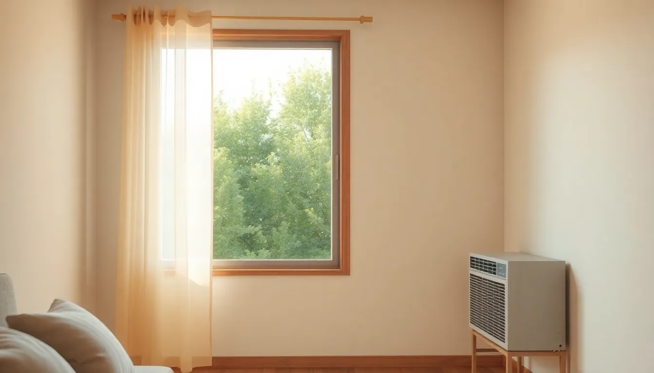 창문형 에어컨이 설치된 원룸 내부 모습