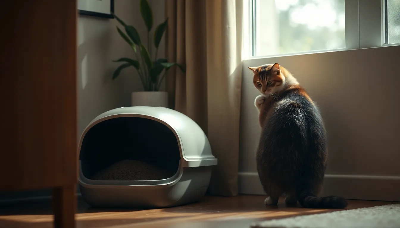 고양이 화장실 청소 모습